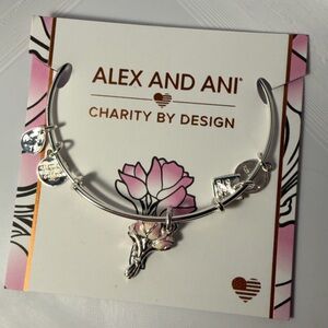 Alex and Ani Silver Pink Tulips Care Bangle